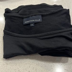 Addition-Elle sleeveless scoop neck stretch cami in black.